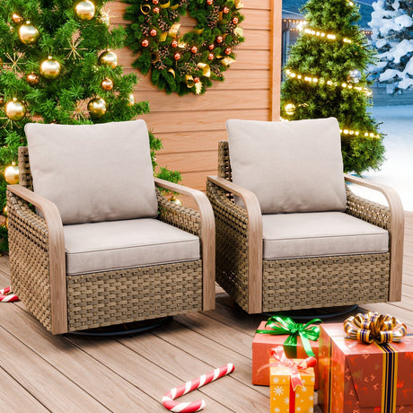 Modern Wicker Outdoor Glider Rocking Chair,2 Chairs, Brown/Gray - Eagle Peak Custom Canopy Tent