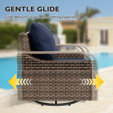 Modern Wicker Outdoor Glider Rocking Chair,2 Chairs, Brown/Gray - Eagle Peak Custom Canopy Tent