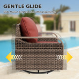 Modern Wicker Outdoor Glider Rocking Chair,2 Chairs, Brown/Gray - Eagle Peak Custom Canopy Tent