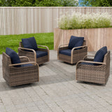 Modern Wicker Outdoor Glider Rocking Chair,4 Chairs, Brown/Gray - Eagle Peak Custom Canopy Tent