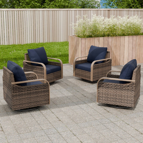 Modern Wicker Outdoor Glider Rocking Chair,4 Chairs, Brown/Gray - Eagle Peak Custom Canopy Tent