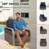 Modern Wicker Outdoor Glider Rocking Chair,4 Chairs, Brown/Gray - Eagle Peak Custom Canopy Tent