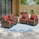 Modern Wicker Outdoor Glider Rocking Chair,4 Chairs, Brown/Gray - Eagle Peak Custom Canopy Tent