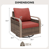 Modern Wicker Outdoor Glider Rocking Chair,4 Chairs, Brown/Gray - Eagle Peak Custom Canopy Tent