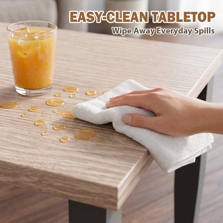 Modern Wicker Outdoor Modern Rectangle Small Patio Table, Wood Grain Top - Eagle Peak®