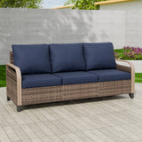Modern Wicker Outdoor Patio 3 Seat Sofa, Brown/Gray - Eagle Peak Custom Canopy Tent