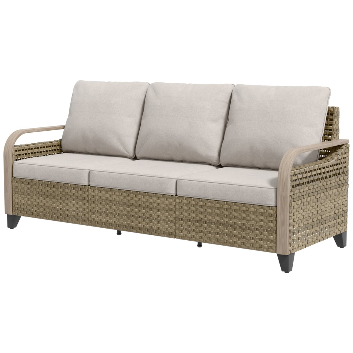 Modern Wicker Outdoor Patio 3 Seat Sofa, Brown/Gray - Eagle Peak®