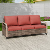 Modern Wicker Outdoor Patio 3 Seat Sofa, Brown/Gray - Eagle Peak Custom Canopy Tent