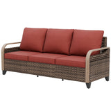 Modern Wicker Outdoor Patio 3 Seat Sofa, Brown/Gray - Eagle Peak Custom Canopy Tent