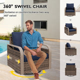 Modern Wicker Outdoor Patio Furniture Set, 2 Patio Chairs, 2 Swivel Rocker Chairs, 3 - Seat Sofa, Loveseat, Coffee Table and Side Table, 8 Pieces, Brown/Gray - Eagle Peak Custom Canopy Tent