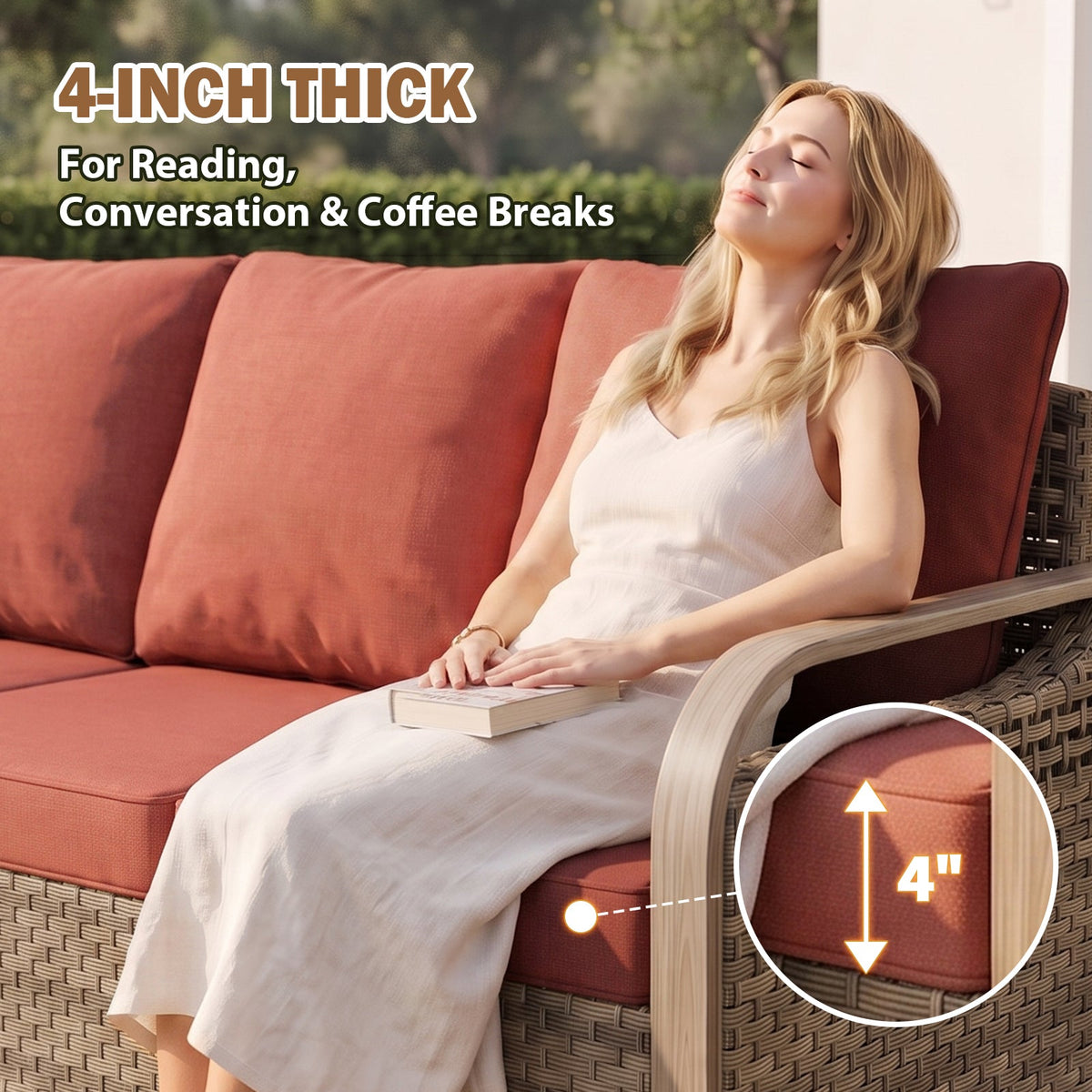 Modern Wicker Outdoor Patio Furniture Set, 2 Patio Chairs, 2 Swivel Rocker Chairs, 3-Seat Sofa, Loveseat, Coffee Table and Side Table, 8 Pieces, Brown/Gray - Eagle Peak®