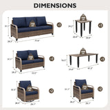 Modern Wicker Outdoor Patio Furniture Set, 2 Patio Chairs, 2 Swivel Rocker Chairs, 3 - Seat Sofa, Loveseat, Coffee Table and Side Table, 8 Pieces, Brown/Gray - Eagle Peak Custom Canopy Tent