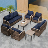 Modern Wicker Outdoor Patio Furniture Set, 2 Patio Chairs, 2 Swivel Rocker Chairs, 3 - Seat Sofa, Loveseat, Coffee Table and Side Table, 8 Pieces, Brown/Gray - Eagle Peak Custom Canopy Tent