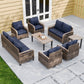 Modern Wicker Outdoor Patio Furniture Set, 2 Patio Chairs, 2 Swivel Rocker Chairs, 3 - Seat Sofa, Loveseat, Coffee Table and Side Table, 8 Pieces, Brown/Gray - Eagle Peak Custom Canopy Tent