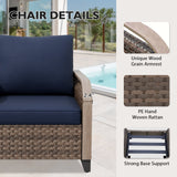 Modern Wicker Outdoor Patio Furniture Set,2 Patio Chairs, 2 - Seat Loveseat, Coffee Table and Side Table, 5 Pieces, Brown/Gray - Eagle Peak Custom Canopy Tent