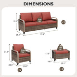 Modern Wicker Outdoor Patio Furniture Set,2 Patio Chairs, 3 - Seat Loveseat and 2 Ottomans, 5 Pieces, Brown/Gray - Eagle Peak Custom Canopy Tent