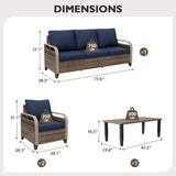 Modern Wicker Outdoor Patio Furniture Set,2 Patio Chairs, 3 - Seat Loveseat and Coffee Table, 4 Pieces, Brown/Gray - Eagle Peak Custom Canopy Tent