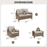 Modern Wicker Outdoor Patio Furniture Set,2 Swivel Rocking Chairs, 2 - Seat Loveseat and 2 Ottomans, 5 Pieces, Brown/Gray - Eagle Peak Custom Canopy Tent