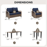 Modern Wicker Outdoor Patio Furniture Set,2 Swivel Rocking Chairs, 2 - Seat Loveseat, Coffee Table and Side Table, 5 Pieces, Brown/Gray - Eagle Peak Custom Canopy Tent