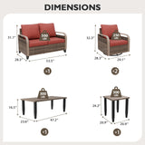 Modern Wicker Outdoor Patio Furniture Set,2 Swivel Rocking Chairs, 2 - Seat Loveseat, Coffee Table and Side Table, 5 Pieces, Brown/Gray - Eagle Peak Custom Canopy Tent