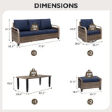 Modern Wicker Outdoor Patio Furniture Set,2 Swivel Rocking Chairs, 3 - Seat Loveseat, 2 Ottomans and Coffee Table, 6 Pieces, Brown/Gray - Eagle Peak Custom Canopy Tent