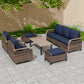 Modern Wicker Outdoor Patio Furniture Set,2 Swivel Rocking Chairs, 3 - Seat Loveseat, 2 Ottomans and Coffee Table, 6 Pieces, Brown/Gray - Eagle Peak Custom Canopy Tent