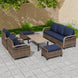 Modern Wicker Outdoor Patio Furniture Set,2 Swivel Rocking Chairs, 3 - Seat Loveseat, 2 Ottomans and Coffee Table, 6 Pieces, Brown/Gray - Eagle Peak Custom Canopy Tent