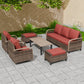 Modern Wicker Outdoor Patio Furniture Set,2 Swivel Rocking Chairs, 3 - Seat Loveseat, 2 Ottomans and Coffee Table, 6 Pieces, Brown/Gray - Eagle Peak Custom Canopy Tent