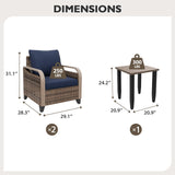 Modern Wicker Outdoor Table and Chairs Set of 3 - Eagle Peak Custom Canopy Tent