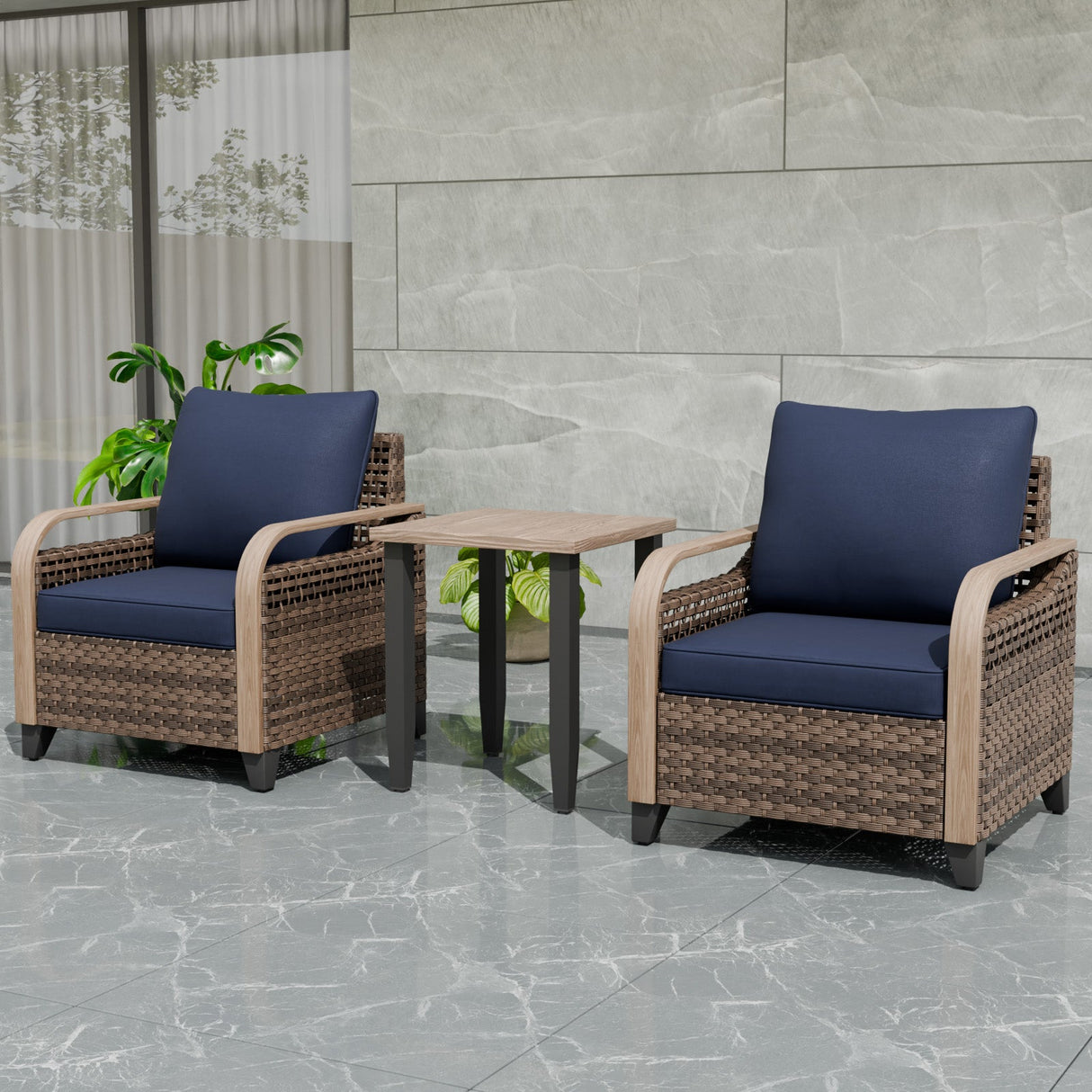 Modern Wicker Outdoor Table and Chairs Set of 3 - Eagle Peak Custom Canopy Tent