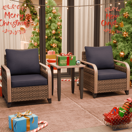 Modern Wicker Outdoor Table and Chairs Set of 3 - Eagle Peak Custom Canopy Tent