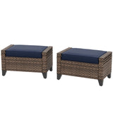 Modern Wicker Patio Ottoman Foot Rest, Brown/Gray - Eagle Peak Custom Canopy Tent