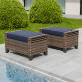 Modern Wicker Patio Ottoman Foot Rest, Brown/Gray - Eagle Peak Custom Canopy Tent