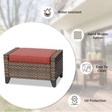 Modern Wicker Patio Ottoman Foot Rest, Brown/Gray - Eagle Peak Custom Canopy Tent
