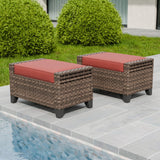 Modern Wicker Patio Ottoman Foot Rest, Brown/Gray - Eagle Peak Custom Canopy Tent