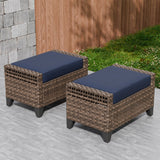 Modern Wicker Patio Ottoman Foot Rest, Brown/Gray - Eagle Peak Custom Canopy Tent