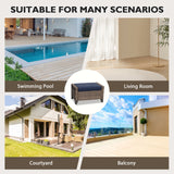 Modern Wicker Patio Ottoman Foot Rest, Brown/Gray - Eagle Peak Custom Canopy Tent