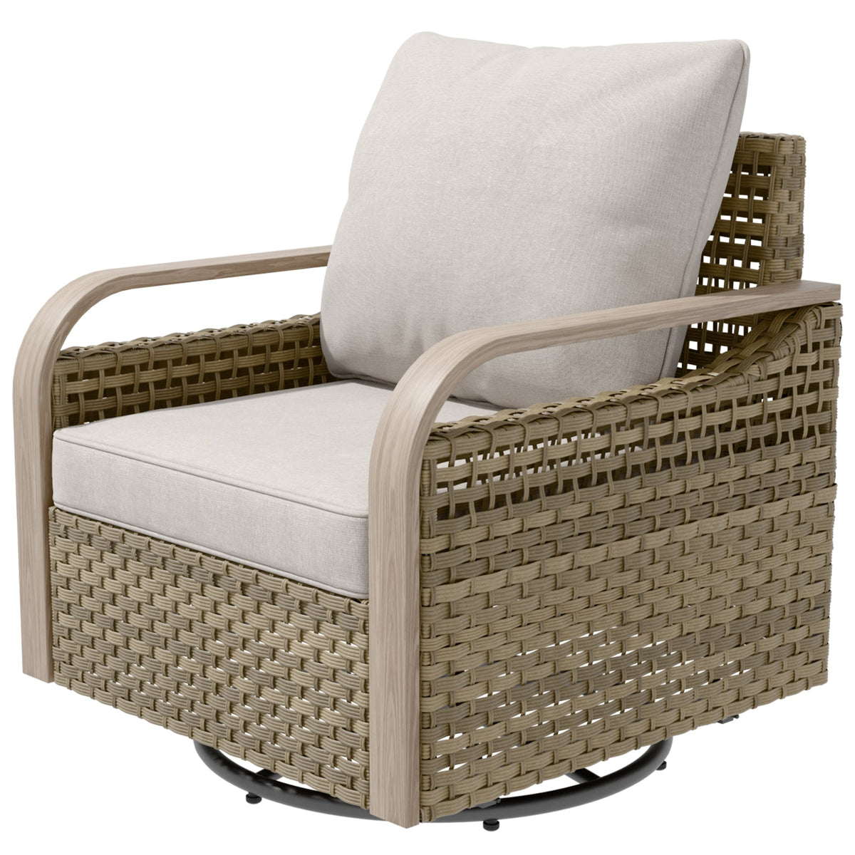Modern Wicker Swivel Rocker Chair Outdoor, Brown/Gray - Eagle Peak®