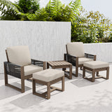 Natural Cedar Furniture Set, Chairs with Ottomans and Table, 5 Pieces - Eagle Peak Custom Canopy Tent
