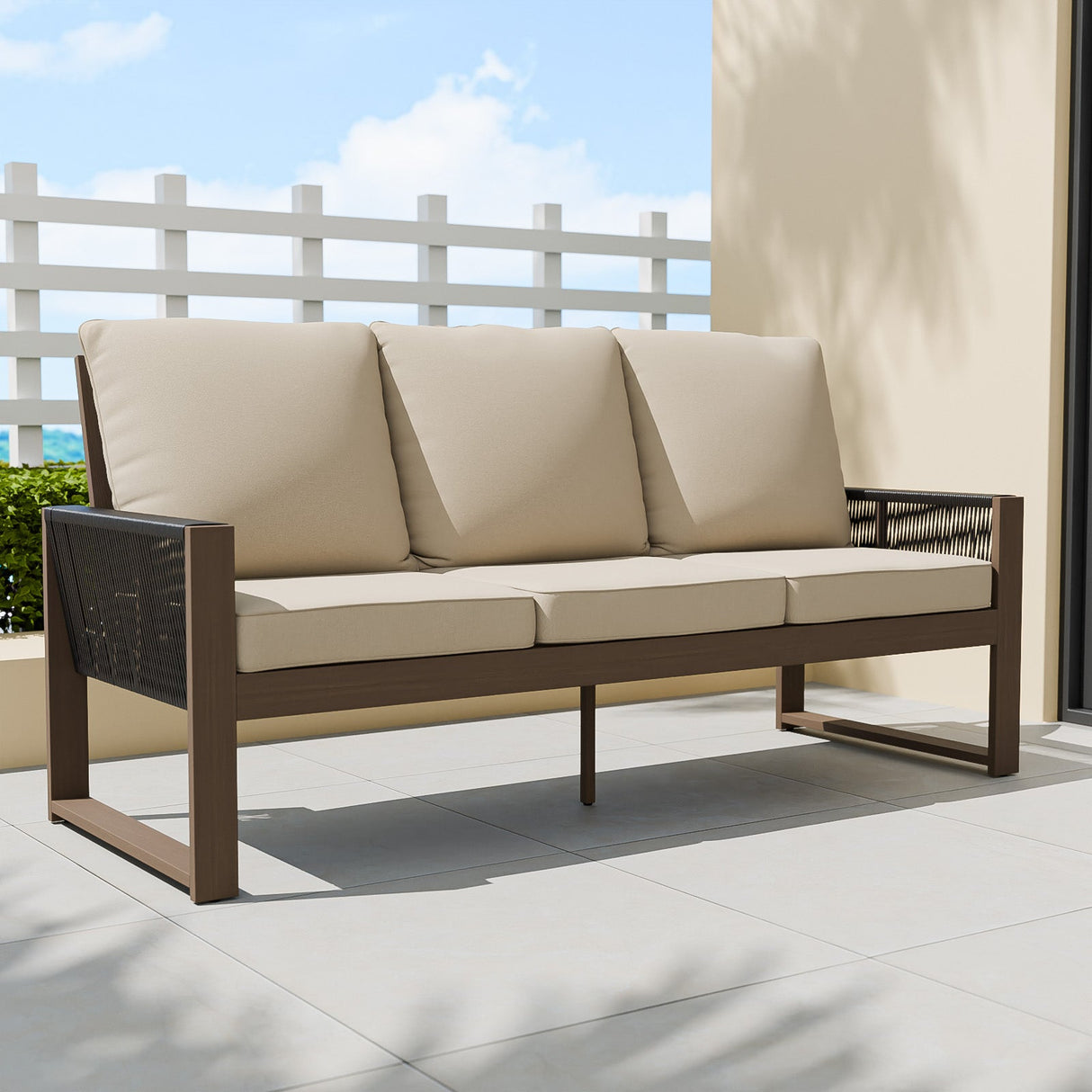 Natural Cedar Patio Furniture, 3 Seat Cedar Outdoor Sofa - Eagle Peak Custom Canopy Tent