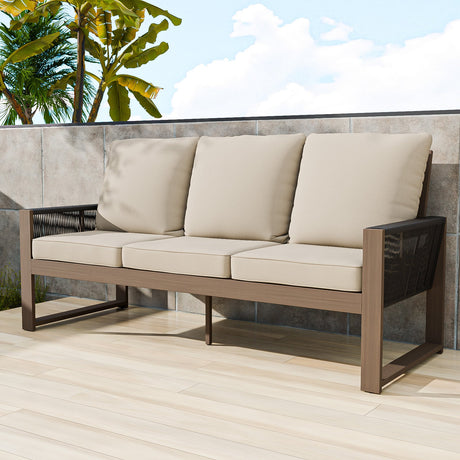 Natural Cedar Patio Furniture, 3 Seat Cedar Outdoor Sofa - Eagle Peak Custom Canopy Tent