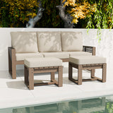 Natural Wood Furniture Set, Sofa and Ottomans, 3 Pieces - Eagle Peak Custom Canopy Tent