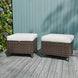 Ocean Vista 2 Piece Wicker Patio Ottoman Set Weather - Resistant Cushions, Beige/Blue - Eagle Peak Custom Canopy Tent