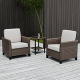 Ocean Vista 3 Piece Outdoor Wicker Bistro Set, Patio Chairs with Side Table - Eagle Peak