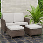 Ocean Vista Outdoor Wicker Loveseat Sofa with 2 Ottomans, Set of 3 - Eagle Peak