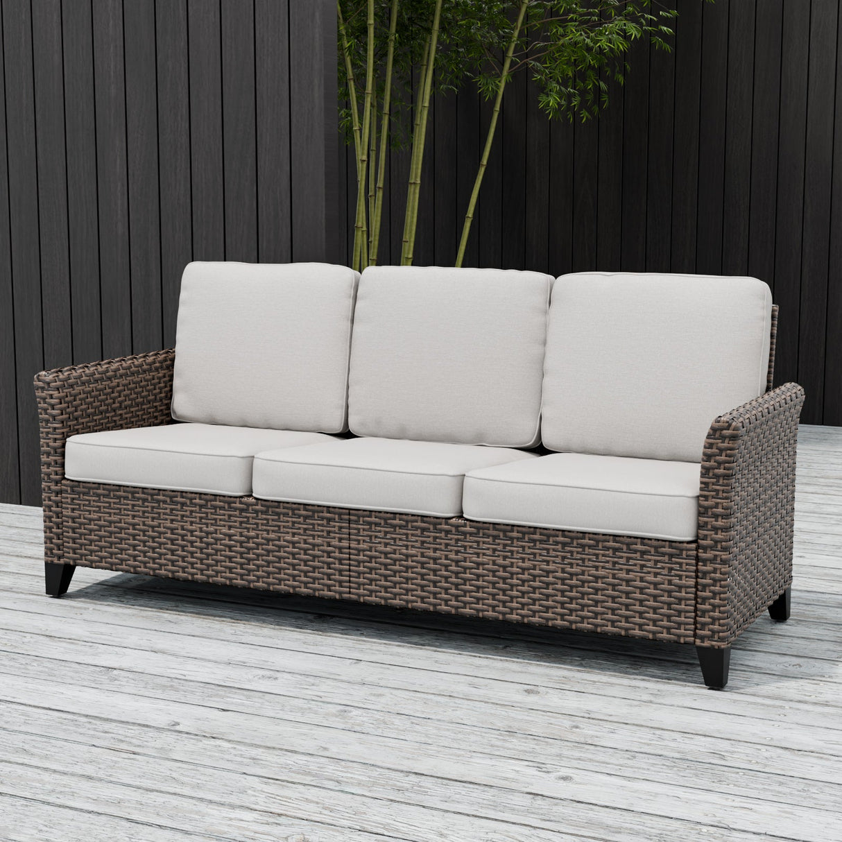 Ocean Vista Outdoor Wicker Patio Rattan Sofa Rattan, Seat 3 - Eagle Peak