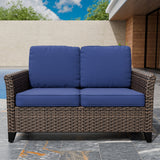 Ocean Vista Outdoor Wicker Patio Sofa Deep Cushions Rattan Loveseat - Eagle Peak