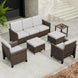 Ocean Vista Wicker Outdoor Patio Furniture Set, Couch Chairs Ottomans Table, 6 Piece - Eagle Peak