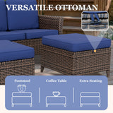 Ocean Vista Wicker Outdoor Patio Furniture Set, Couch Swivel Rocking Chairs Ottomans Table, 6 Piece - Eagle Peak