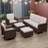 Ocean Vista Wicker Outdoor Patio Furniture Set, w/ 3 Seat Sofa, Patio Chairs, 5 Piece - Eagle Peak